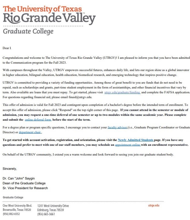 University of texas Rio Grande Valley